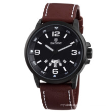 SKONE 9345 Fashion Style Brown Leather Band Sport mens watches dropship